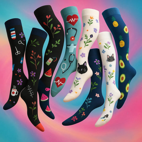 ErgiloColor - Glädjefyllt 6-pack stödstrumpor