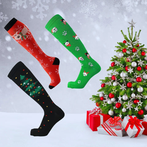 ErgiloJoyful- Stödstrumpor med julmotiv