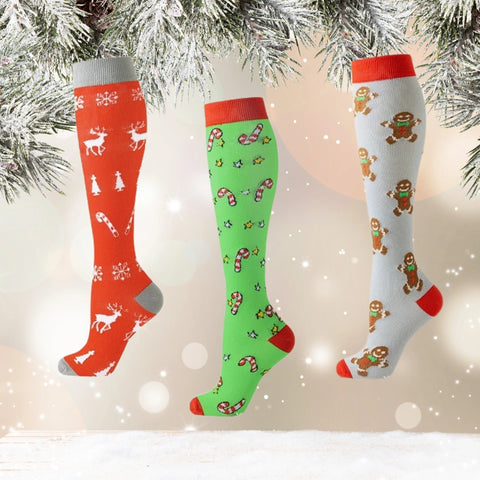 ErgiloJoyful- Stödstrumpor med julmotiv