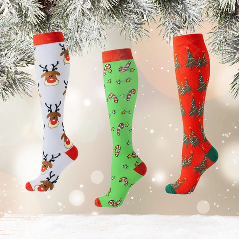 ErgiloJoyful- Stödstrumpor med julmotiv