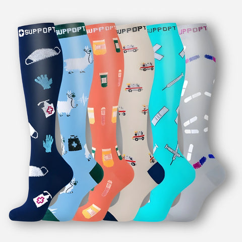 ErgiloColor - Glädjefyllt 6-pack stödstrumpor