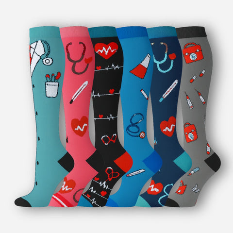 ErgiloColor - Glädjefyllt 6-pack stödstrumpor