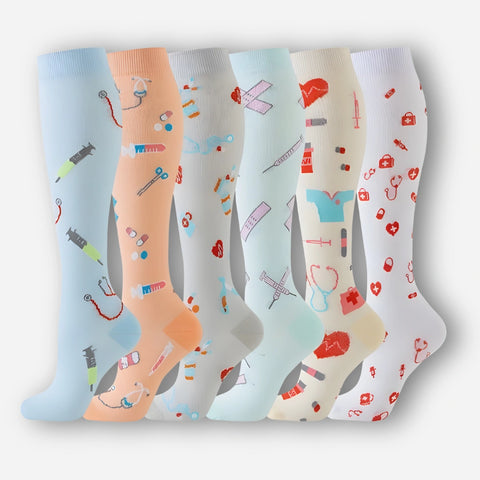 ErgiloColor - Glädjefyllt 6-pack stödstrumpor