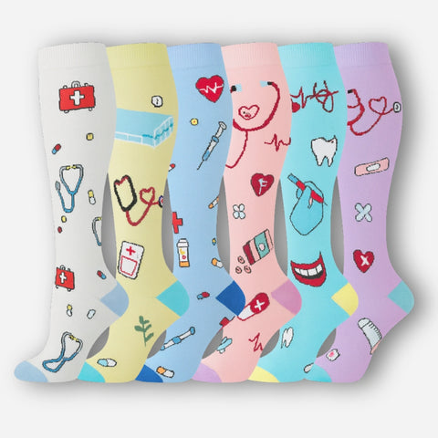 ErgiloColor - Glädjefyllt 6-pack stödstrumpor