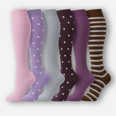 ErgiloColor - Glädjefyllt 6-pack stödstrumpor