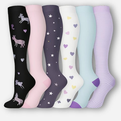 ErgiloColor - Glädjefyllt 6-pack stödstrumpor