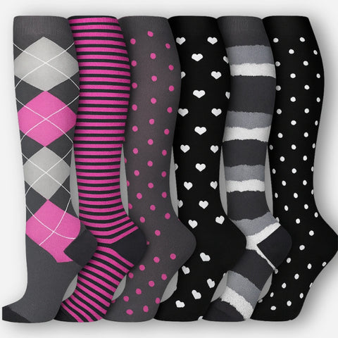 ErgiloColor - Glädjefyllt 6-pack stödstrumpor