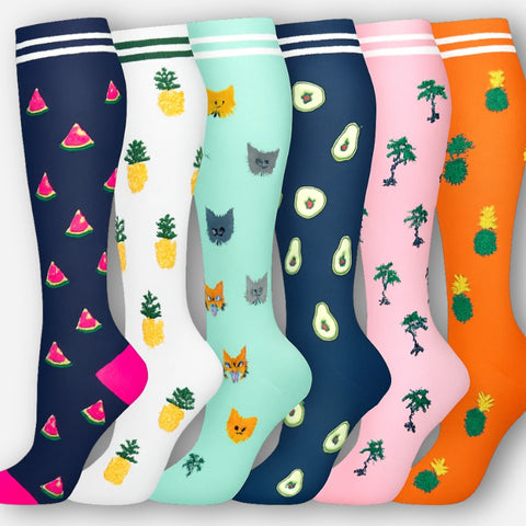 ErgiloColor - Glädjefyllt 6-pack stödstrumpor